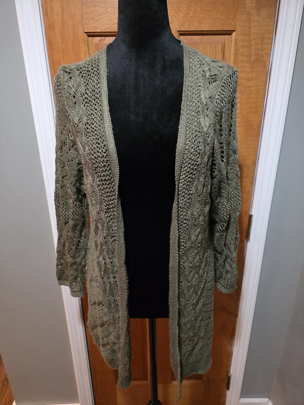Maurices Olive Green Open-Knit Cardigan